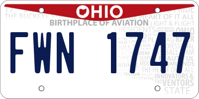 OH license plate FWN1747