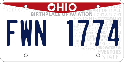 OH license plate FWN1774