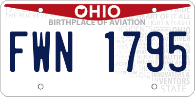 OH license plate FWN1795