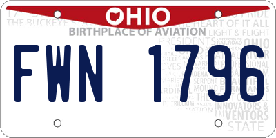 OH license plate FWN1796