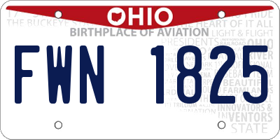 OH license plate FWN1825