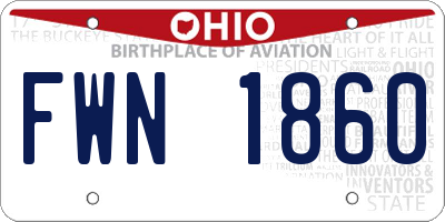 OH license plate FWN1860