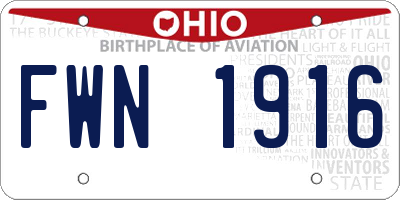 OH license plate FWN1916