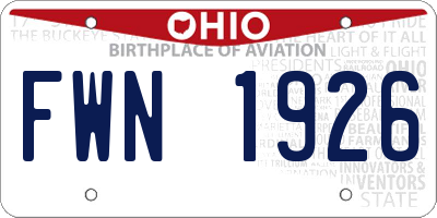 OH license plate FWN1926