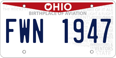 OH license plate FWN1947