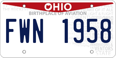 OH license plate FWN1958