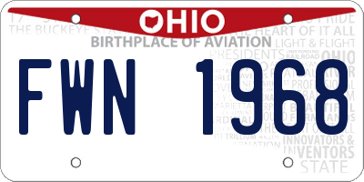 OH license plate FWN1968