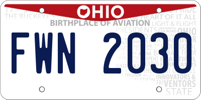 OH license plate FWN2030