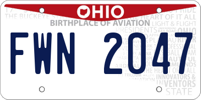 OH license plate FWN2047