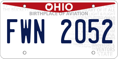 OH license plate FWN2052
