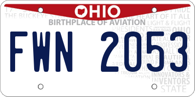 OH license plate FWN2053