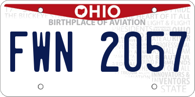 OH license plate FWN2057