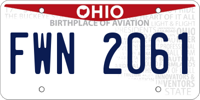 OH license plate FWN2061