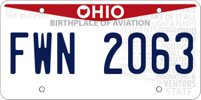 OH license plate FWN2063