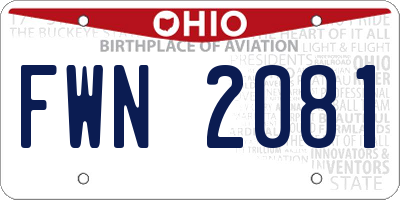 OH license plate FWN2081
