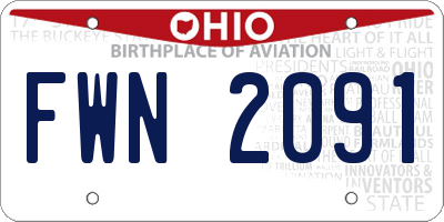 OH license plate FWN2091