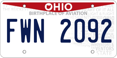 OH license plate FWN2092