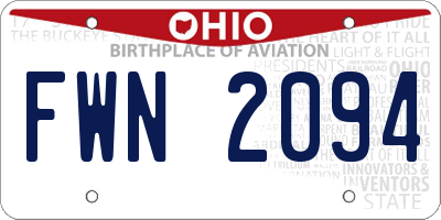 OH license plate FWN2094