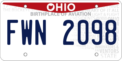 OH license plate FWN2098