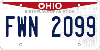 OH license plate FWN2099