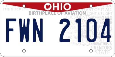 OH license plate FWN2104