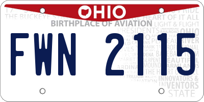 OH license plate FWN2115