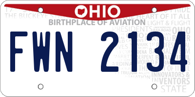 OH license plate FWN2134