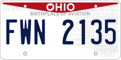 OH license plate FWN2135