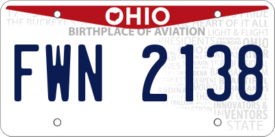 OH license plate FWN2138