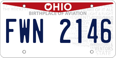 OH license plate FWN2146
