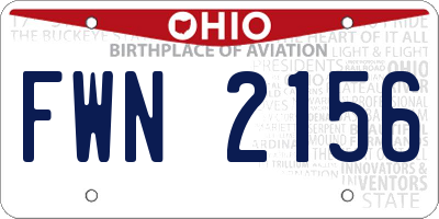 OH license plate FWN2156