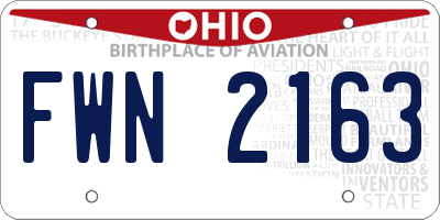 OH license plate FWN2163