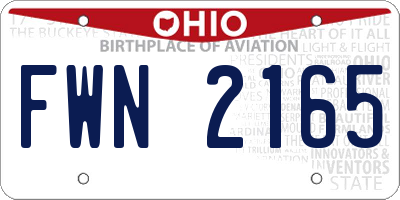 OH license plate FWN2165
