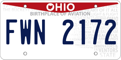 OH license plate FWN2172