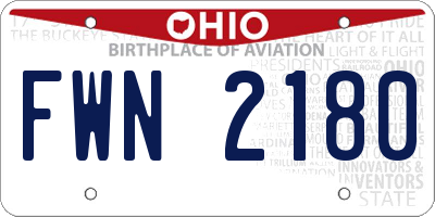 OH license plate FWN2180