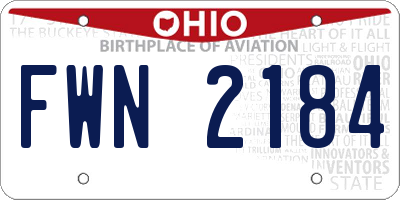 OH license plate FWN2184