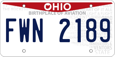 OH license plate FWN2189