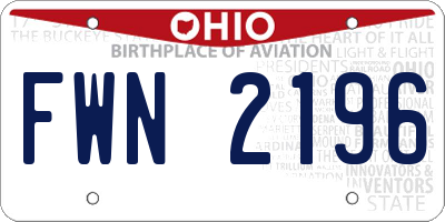 OH license plate FWN2196