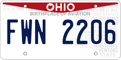 OH license plate FWN2206