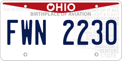 OH license plate FWN2230