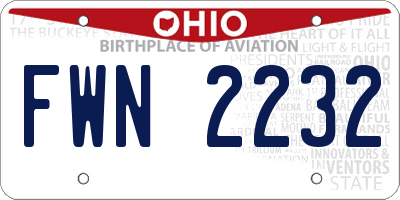 OH license plate FWN2232