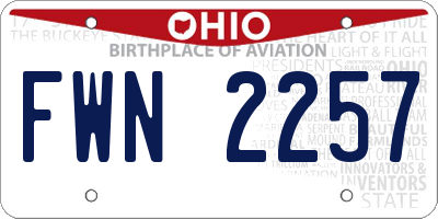OH license plate FWN2257