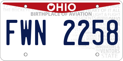 OH license plate FWN2258