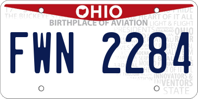 OH license plate FWN2284