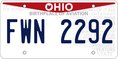 OH license plate FWN2292