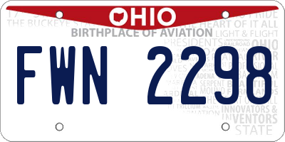 OH license plate FWN2298