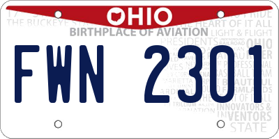 OH license plate FWN2301