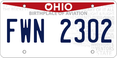 OH license plate FWN2302