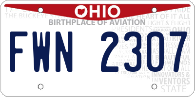OH license plate FWN2307
