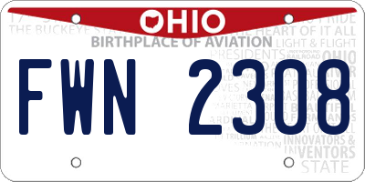 OH license plate FWN2308